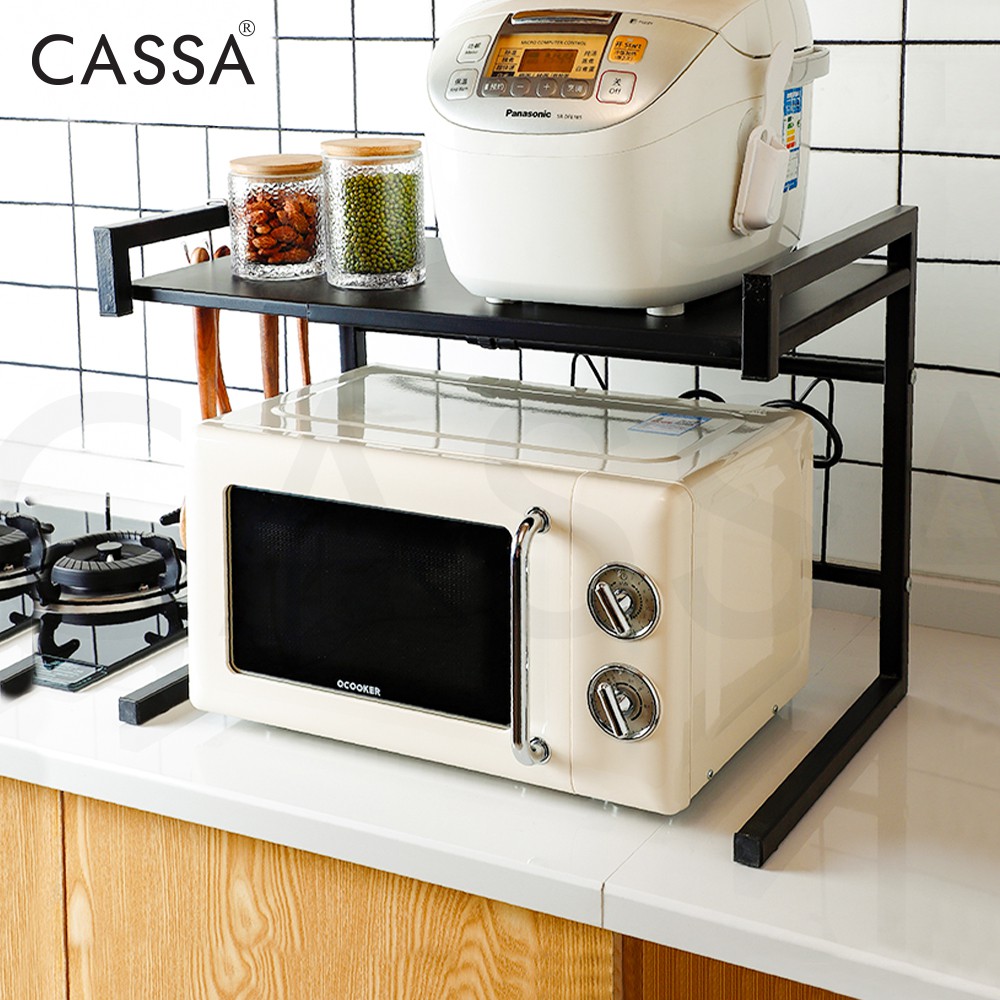 Cassa BETA 2Tiers Extendable Carbon Steel Rack Microwave Oven Rice Cooker Rack Kitchen shelf Organizer Storage