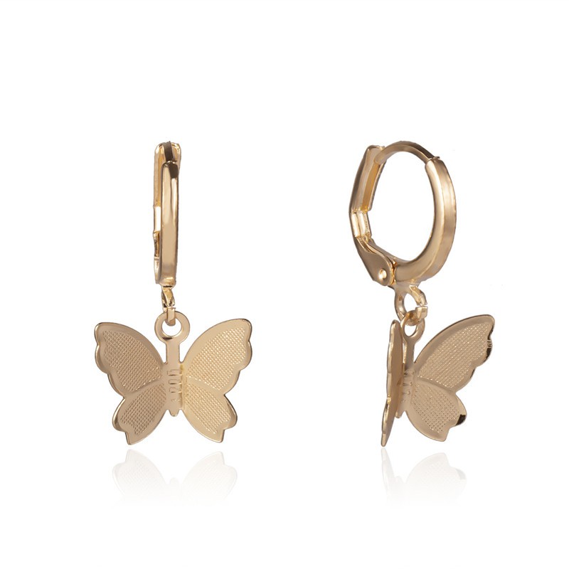 shopee: Women's Drop Earrings Butterfly Pattern Lovely Fresh Earrings Acessory (0:0:Colour:Gold;:::)