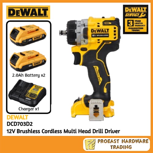 DEWALT [ DCD703D2 ] 12V Brushless Cordless Multi Head Drill Driver