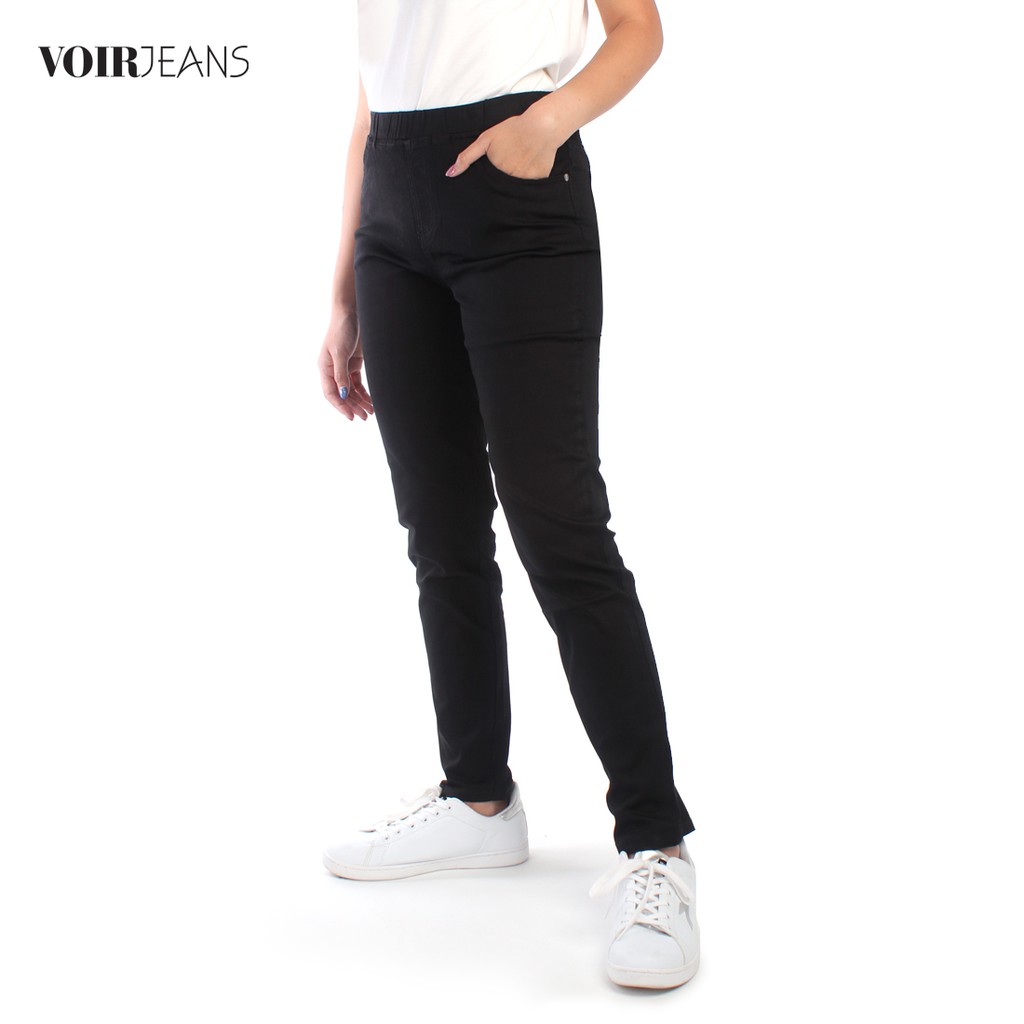 women's denim jeggings with elastic waist