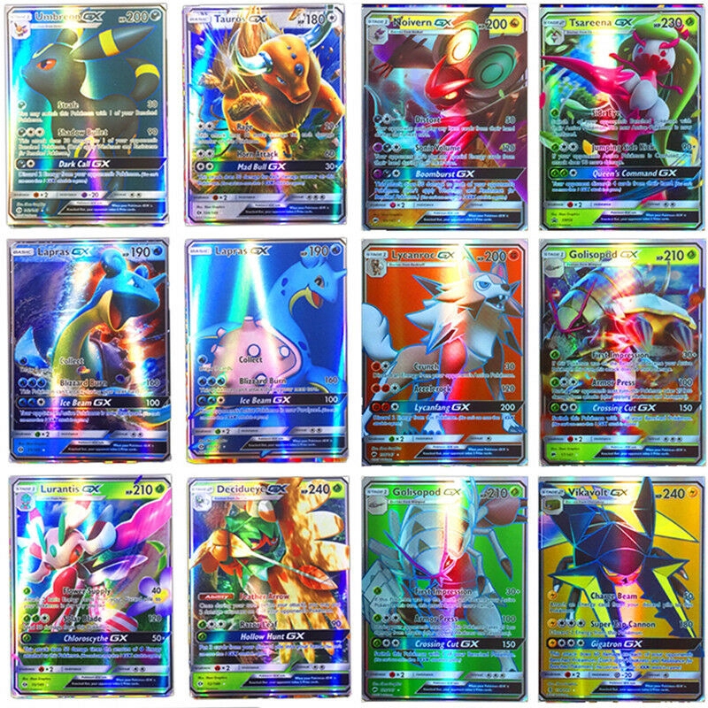 Hot 120Pcs Pokemon Cards 115 GX 5 MEGA Holo Trading Flash Card Bundle Mixed 