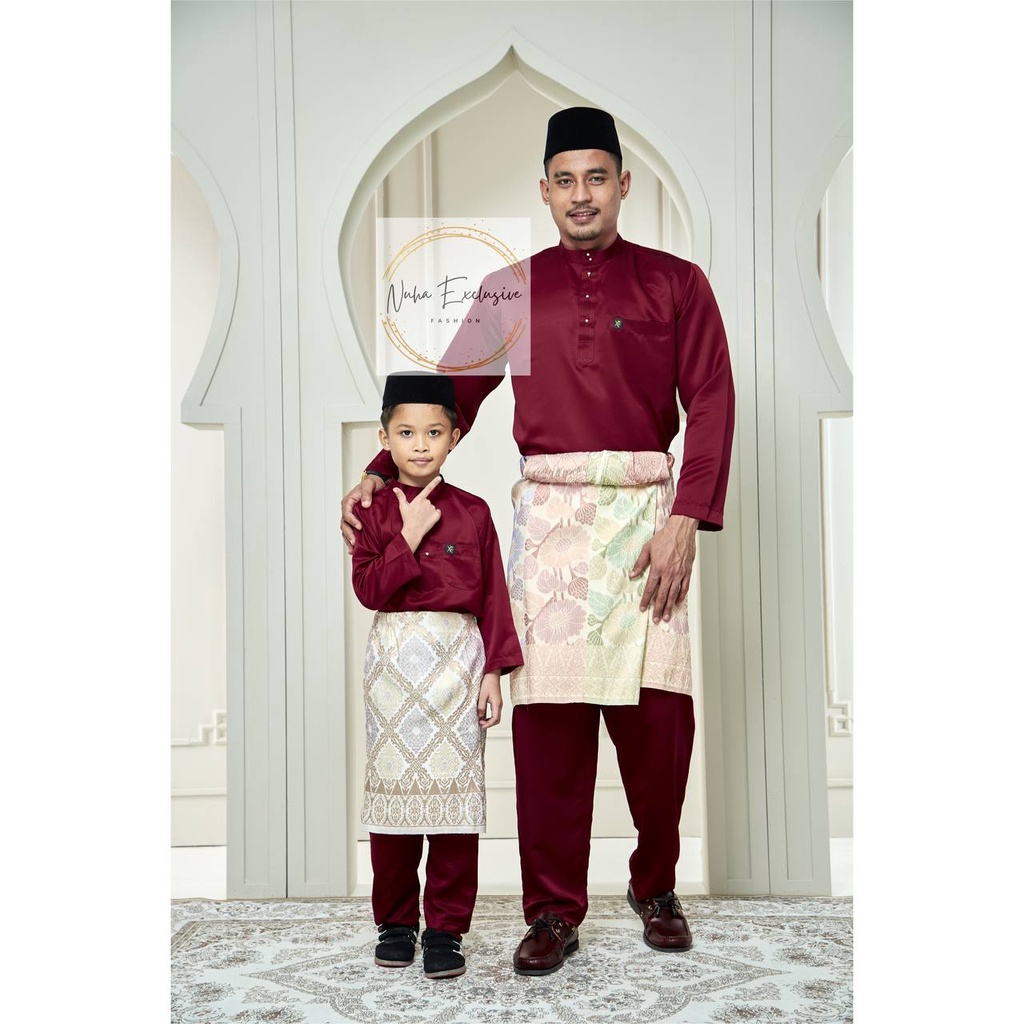 Baju Melayu Ammar Berkolar MEROON Ayah Dan Anak | Shopee Malaysia