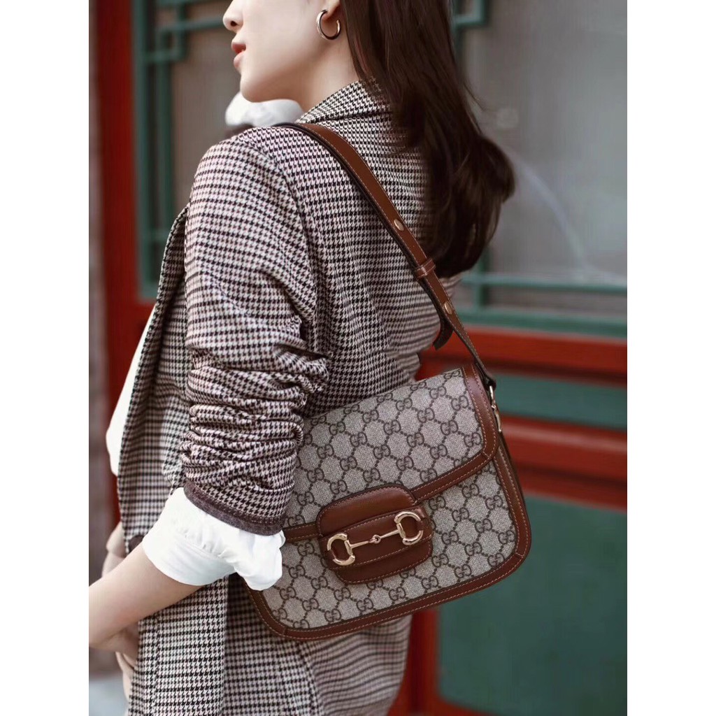 Gucci Season 1955 Shackle Handbag Retro Saddle Bag Horsebit Bag Sling Shoulder Bag Shopee Malaysia