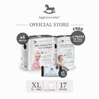 Image of Applecrumby Chlorine Free Premium Pull Up Diapers (XL 17 x 6) [Free Slim Pull Up Diapers] 