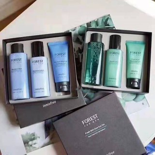 【Ready Stock】Innisfree Forest Male Water Breast Skincare for Men Refreshing Oil Control Toner + Lontion + Cleanser Set