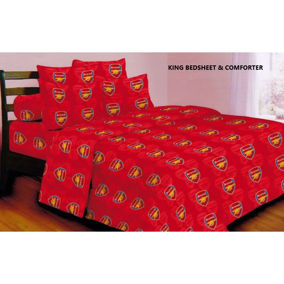 Set King Bedsheet Comforter Football Club Arsenal Shopee