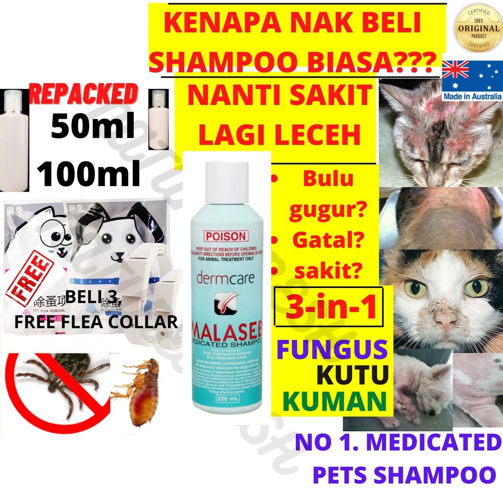 (REPACKED) MALASEB shampoo fungus kurap AntiFungal AntiMITE flea Anti