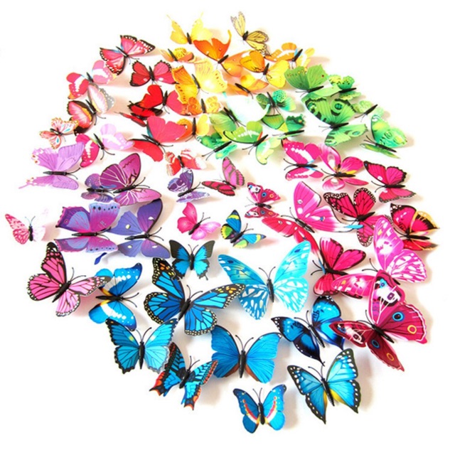 12pcs Set Diy 3d Butterflies Wall Stickers Art Decals Home Decor