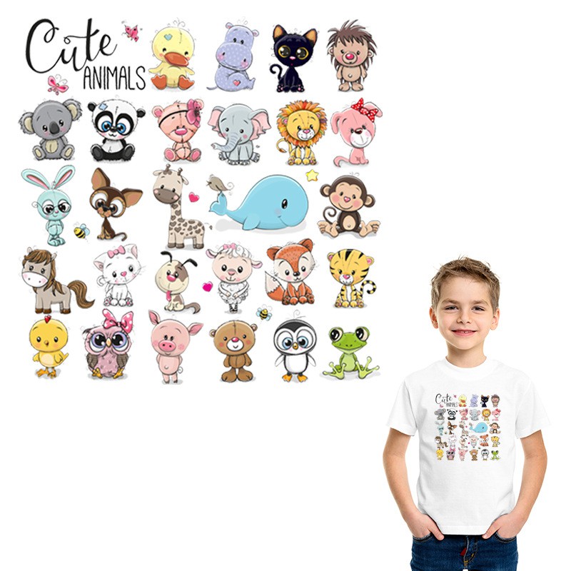 Cute Animals Stickers Patch Baby Diy T-Shirt Eco-Friendly Clothing Stickers Washable Stripe Patch For Clothing Cute Lion Tiger