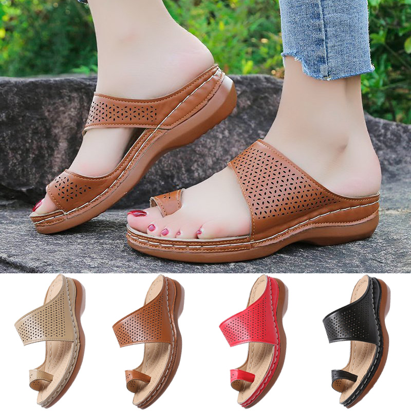 open toe slip on sandals
