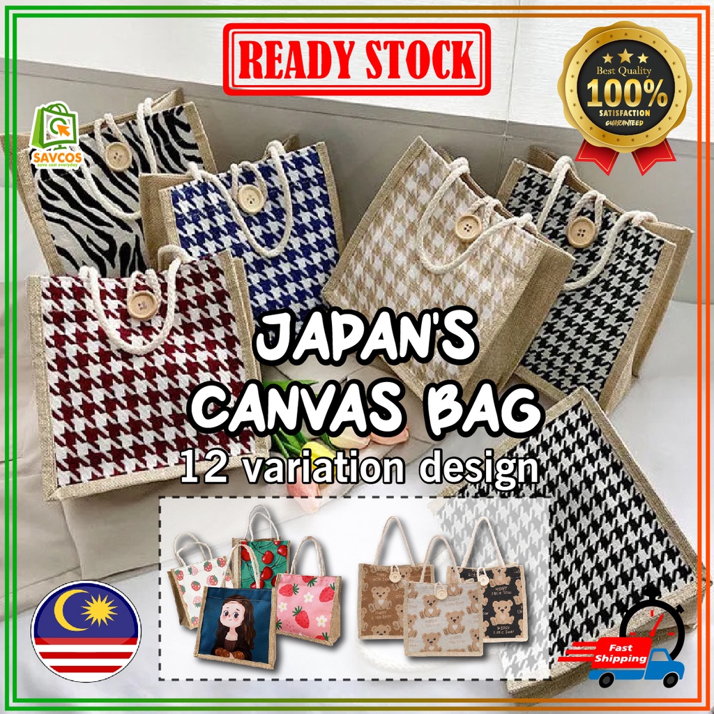 READY STOCK Japan Canvas Design Tote Bag Handbag Shoulder Beg Sling