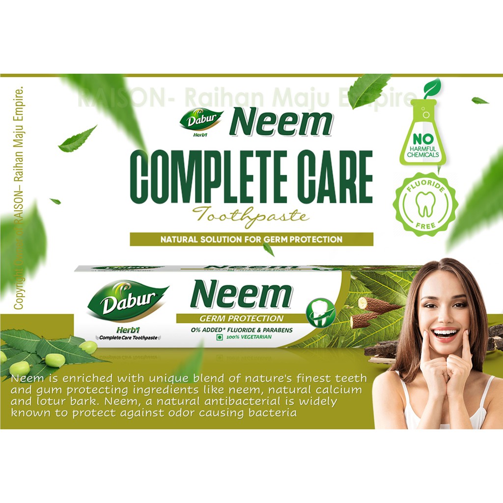 Dabur Herbal Neem Toothpaste 150gm Gum Care . Fresh Breath Shopee