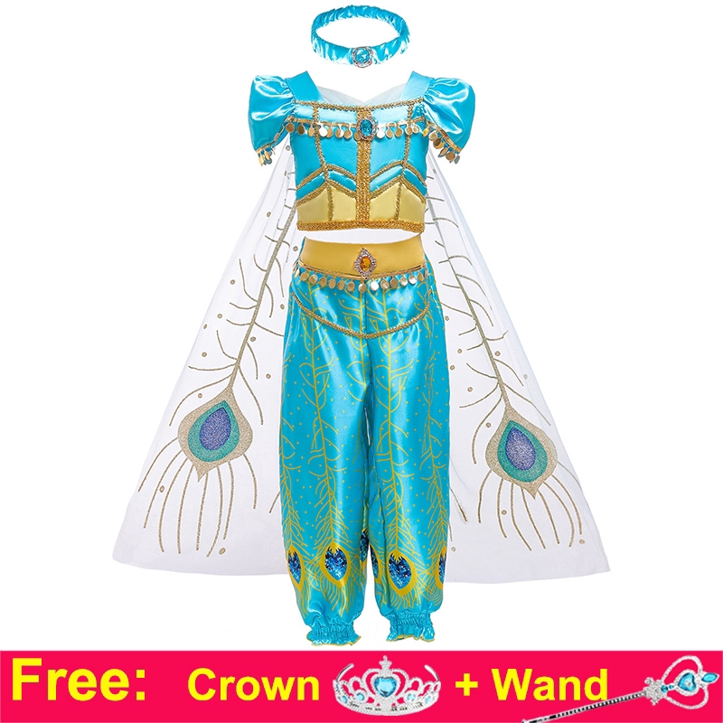 girls dress cosplay cosplay up costume party game jasmine princess aladdin  fancy anime dress