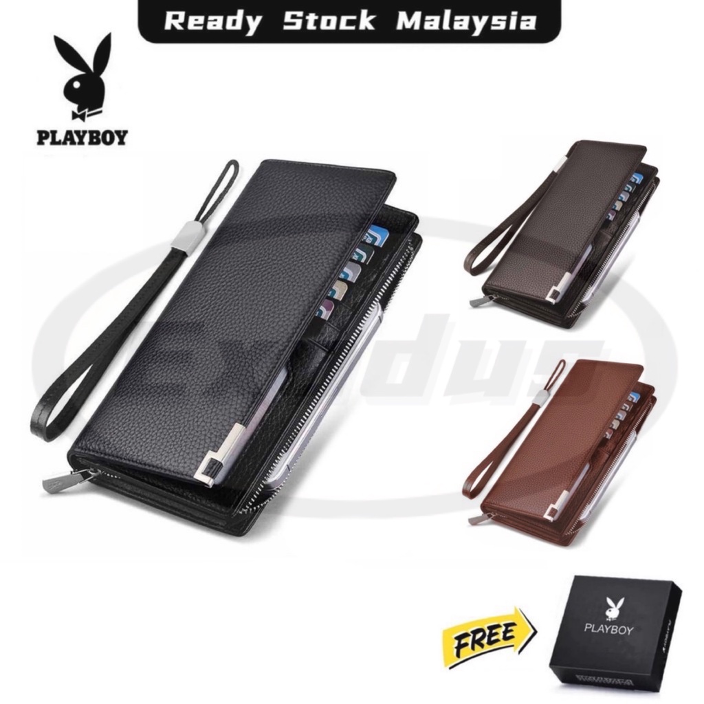 PLAYBOY Original Men Women Unisex Leather Long Wallet Purse Dompet ( Free Gift Box )