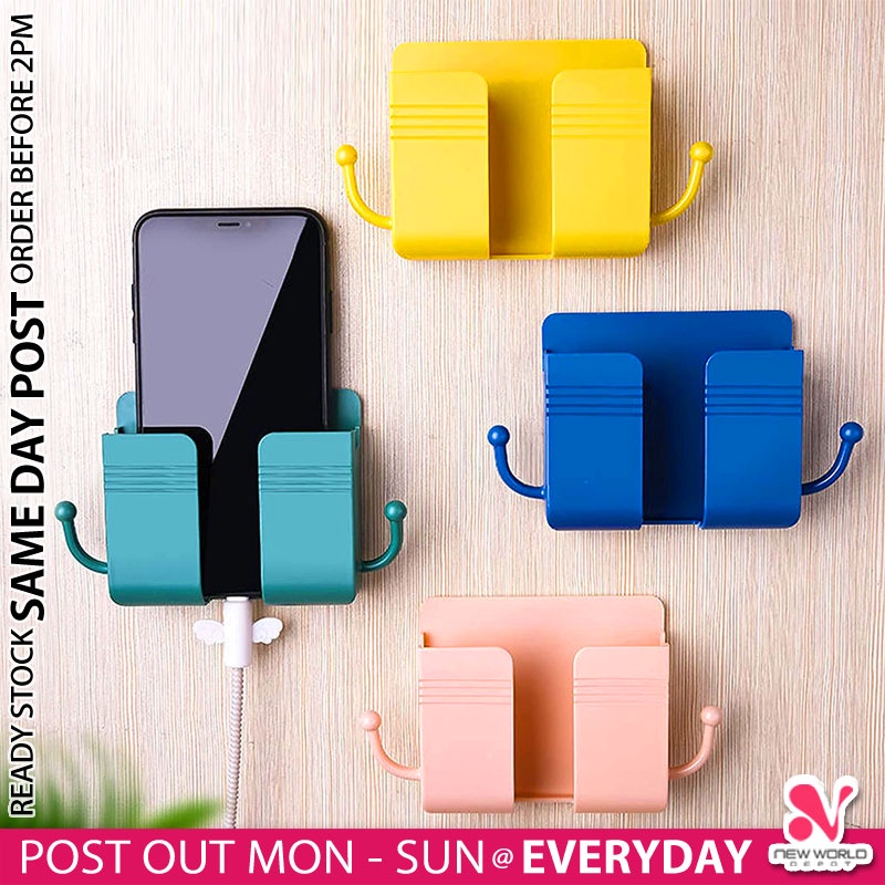 《 》Wall Mounted Self Adhesive Phone Holder Remote Control Bracket Cable Key Hanger Organizer Storage