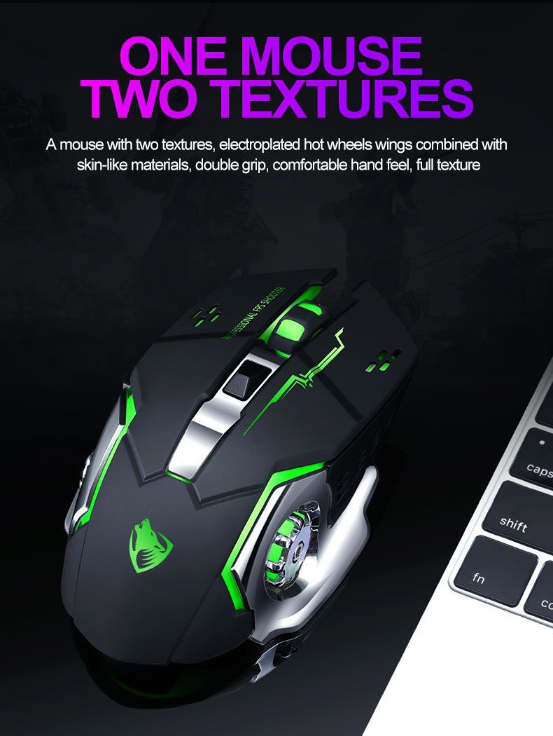 Bluetooth Rechargeable Gaming Mouse Wireless Silent Mechanical Mice USB ...