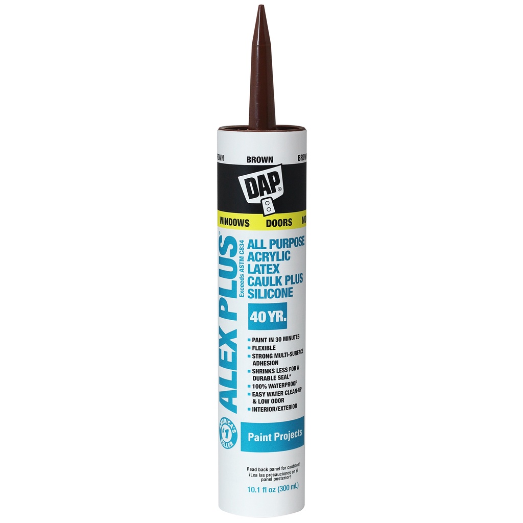 DAP Alex Plus All Purpose Acrylic Latex Caulk Plus Silicone Brown - 300ML