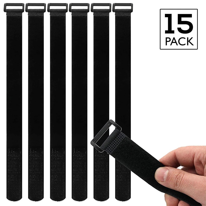 15Pcs Black Magic Band/ Nylon Cable Tie Buckle Magic Strap