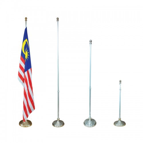 *Ready Stock* 210/260cm Indoor Flag Stand Pole With Base Silver/gold Company Office Flag Exhibition Flag Club Flag