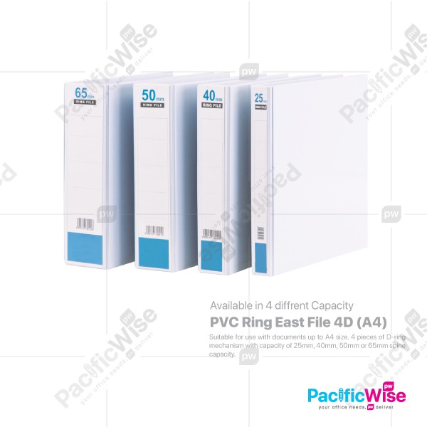 East File 4d Ring File Pvc Fail Cincin 4d Pvc File Filing 25 40 50 65mm A4 1pcs Shopee Malaysia