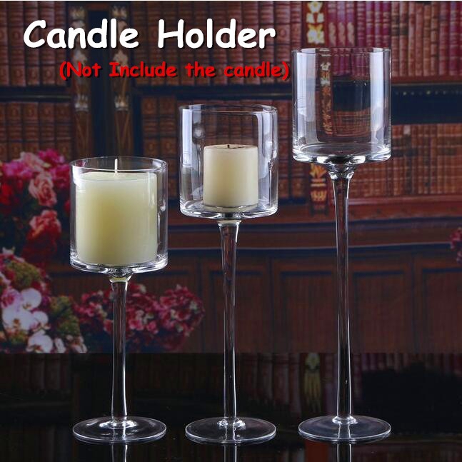 set of three glass candle holders