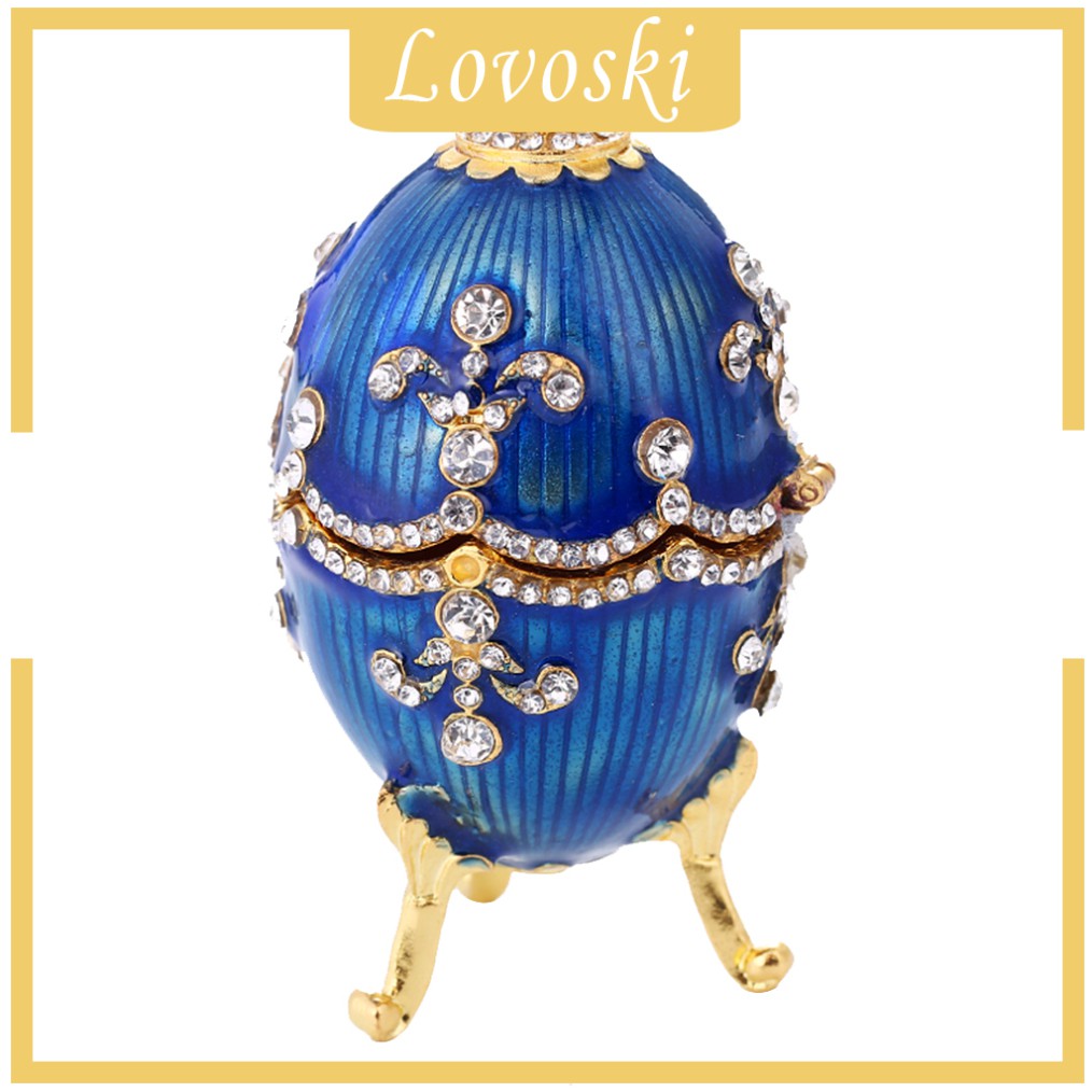 [lovoskiMY] Crytsal Easter Egg Jewelry Box Woman Earrings Russian Egg Case