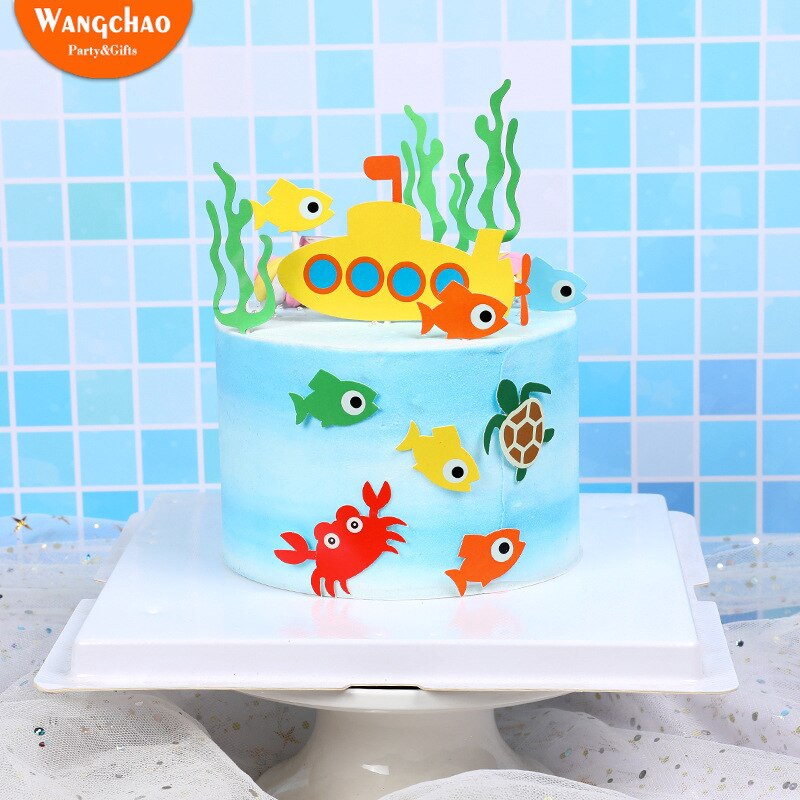 Beautiful Sea Ocean Theme Cake Topper Happy Birthday Party