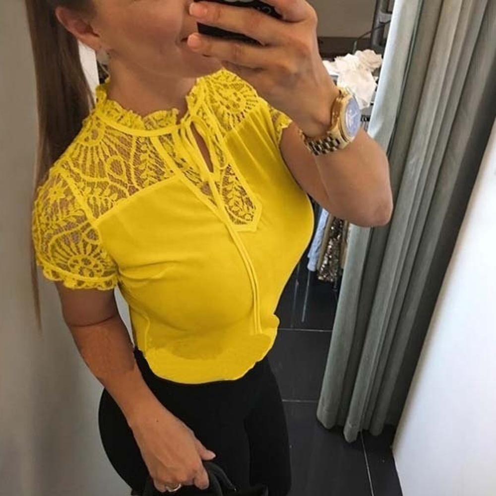 yellow lace shirt