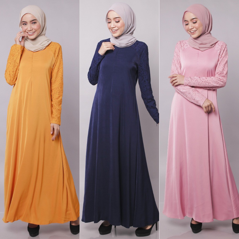 Muslimah Moden Moden Lace Satin Nursing Jubah Dress | Shopee Malaysia