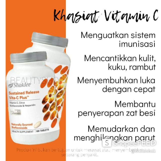 Vitamin C Plus Shaklee Sustained Release Vita C Plus 180 Tablet Shopee Malaysia