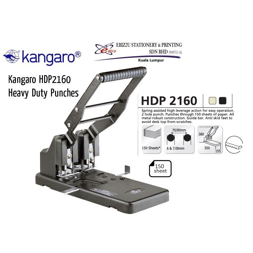 KANGARO HDP2160 HEAVY DUTY 2 HOLE PUNCHER 150 sheets HDP 2160