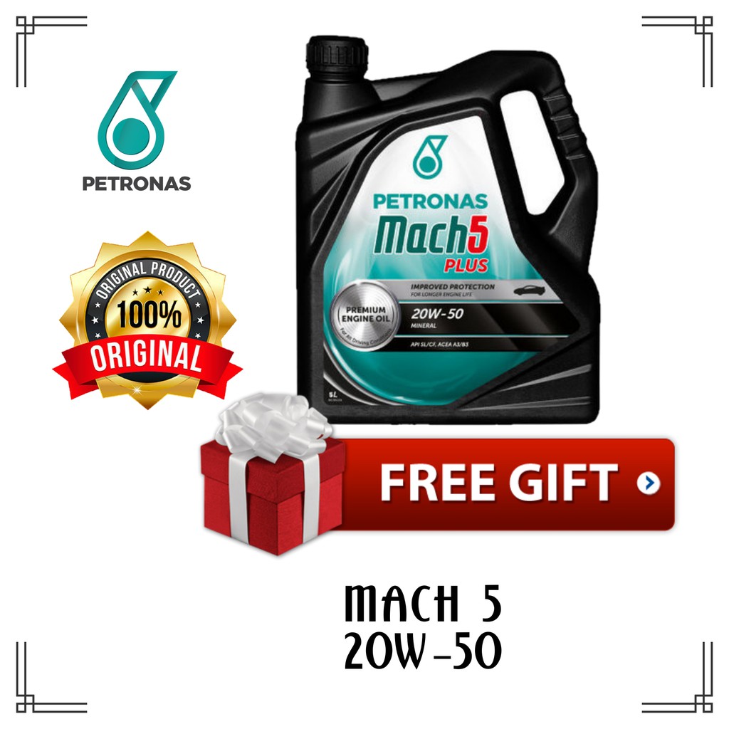 Petronas Mach 5 Plus 20w 50 Sj Minyak Pelincir Enjin Kereta 4l Shopee Malaysia