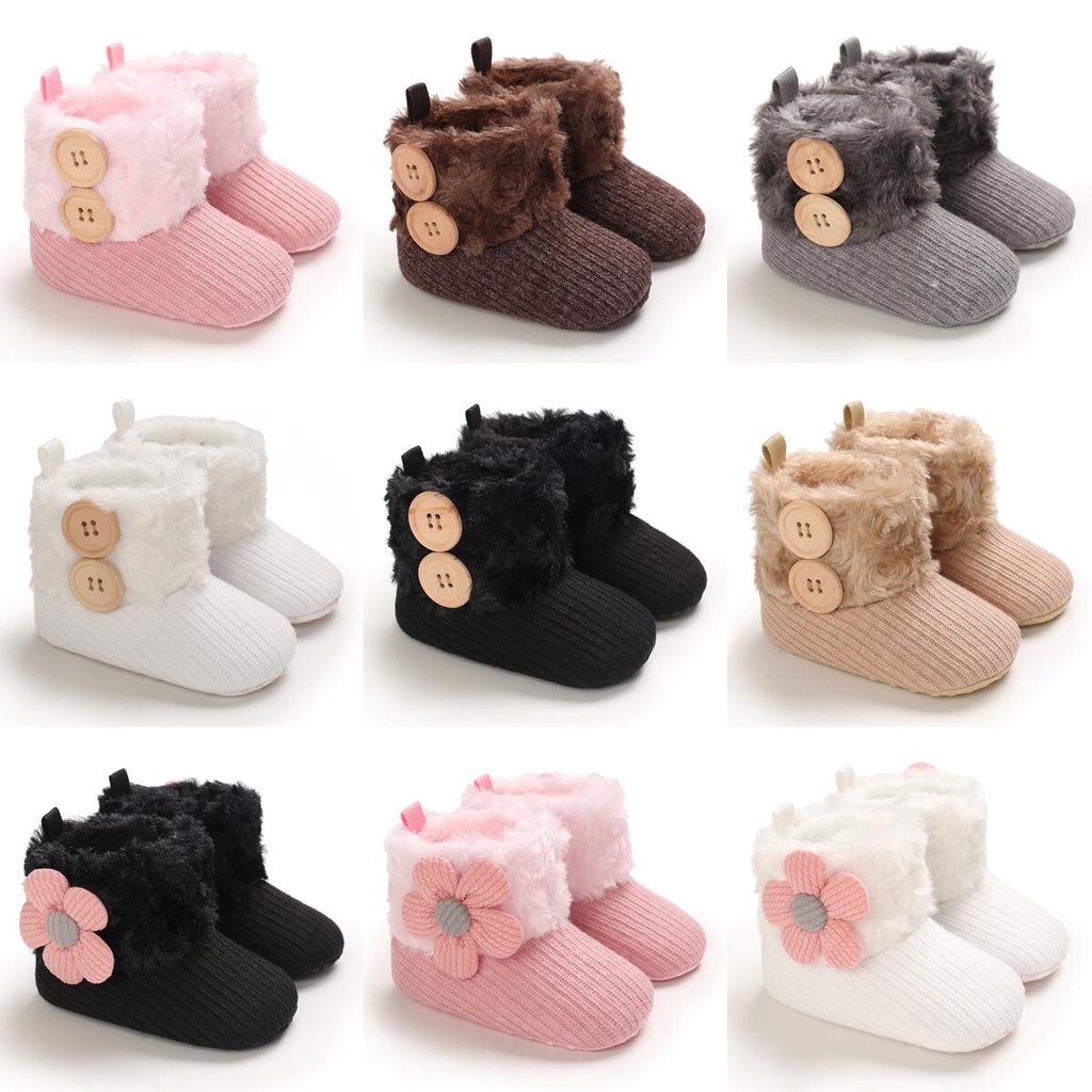 Newborn Boys And Girls Cotton Baptism Shoes Leisure Soft Sole Baby Shoes Soft Comfortable Boots Non-slip Warm Walking Shoes