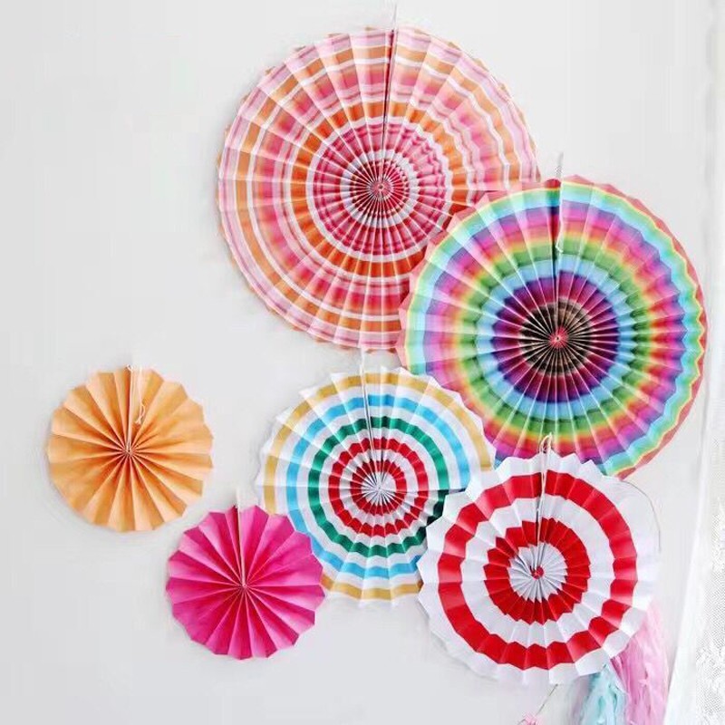 6pcs Set Hanging Paper Fan Pinwheel Garland Children Birthday Party Decor Wecynthia Shopee Malaysia