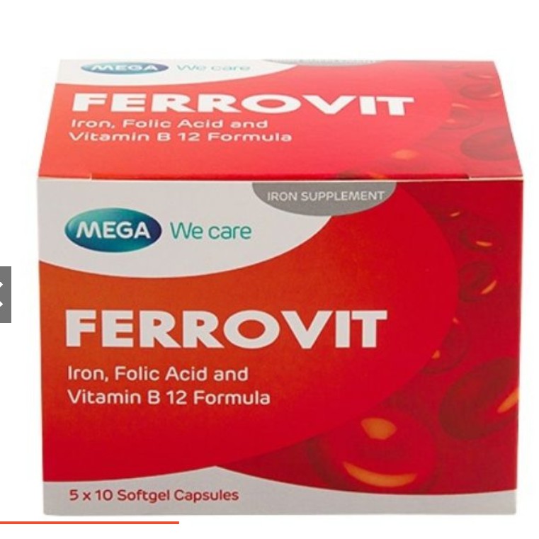 MEGA FERROVIT *IRON+FOLIC ACID+ VIT B12 50CAPSULES/BOX Shopee Malaysia