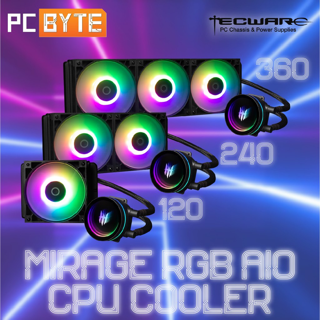Tecware MIRAGE RGB Liquid Cooling AIO Cooler (120/240/360mm) Shopee