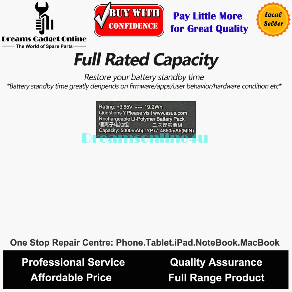 Replacement Battery C11p1612 For Asus Zenfone 4 Max Pro Zc554kl X00id 5000mah Shopee Malaysia