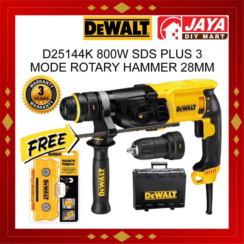 DEWALT D25144K 800w 28MM SDS 3 ROTARY HAMMER WITH FREE MAGNETIC | Malaysia
