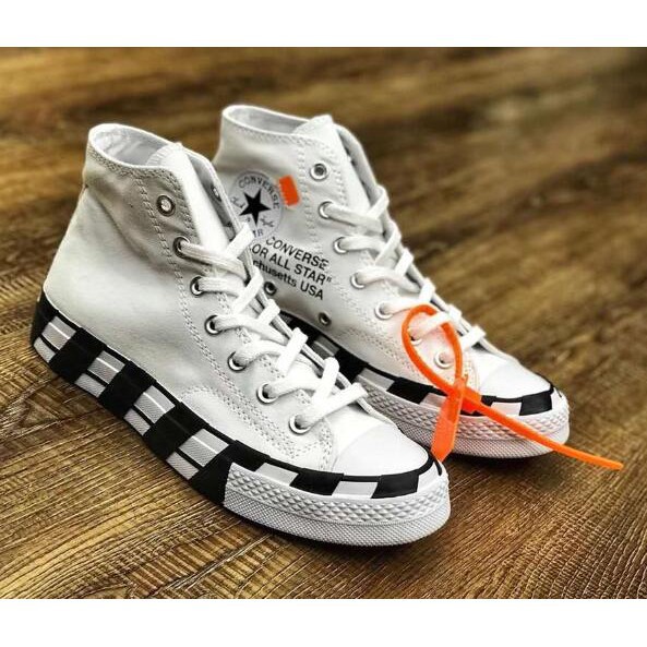 OFF-WHITE x Converse 1970s OW co-branded Converse 2.0 black and white  checkerboard high-top | Shopee Malaysia