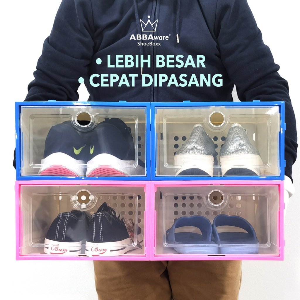 Abbaware Shoe Box/Kotak Kasut /Stackable Shoes Rack/ Shoe Storage Box/ Shoe Cabinet/ Kabinet Kasut/ Rak Kasut