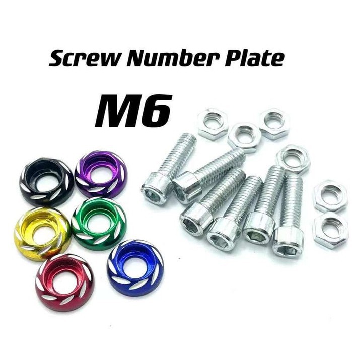 Buy *Ready Stock* Universal M6 ALUMINIUM ALLOY SCREW LICENSE PLATE 