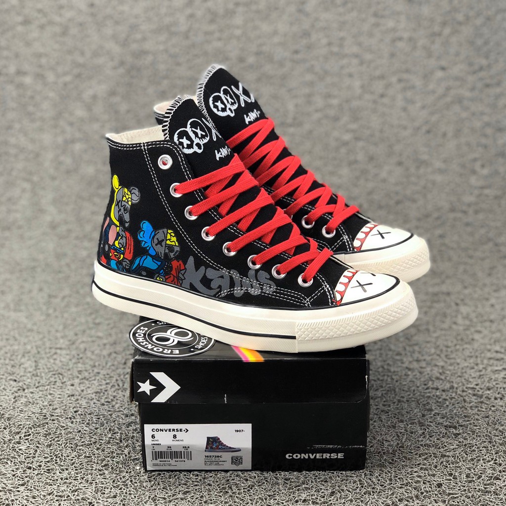 converse x kaws black