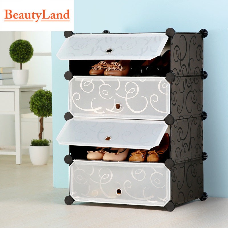 Ready Stock Beautyland Dust Free Diy Shoe Cabinet 4 Slots Shoe