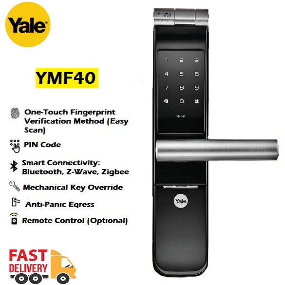 YALE YMF40 Biometric Digital Door Lock Fingerprint PIN Code Kunci Digital Cap Jari dan Pin Kod