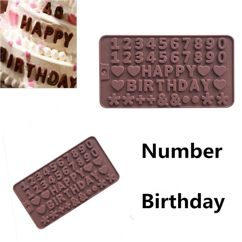 Cake Pan Candy Biscuit Decorating Tray 2 Pcs Silicone Letters Numbers Mold Happy Birthday Symbols Alphabet Chocolate Mould 