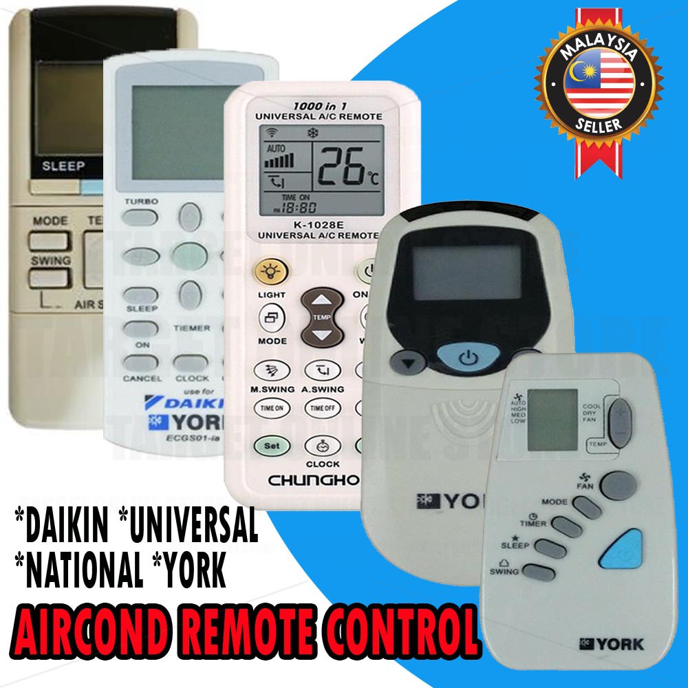 Remote Universal Aircond Remote Control Daikin York National Alat Kawalan Jauh Penghawa Dingin Shopee Malaysia