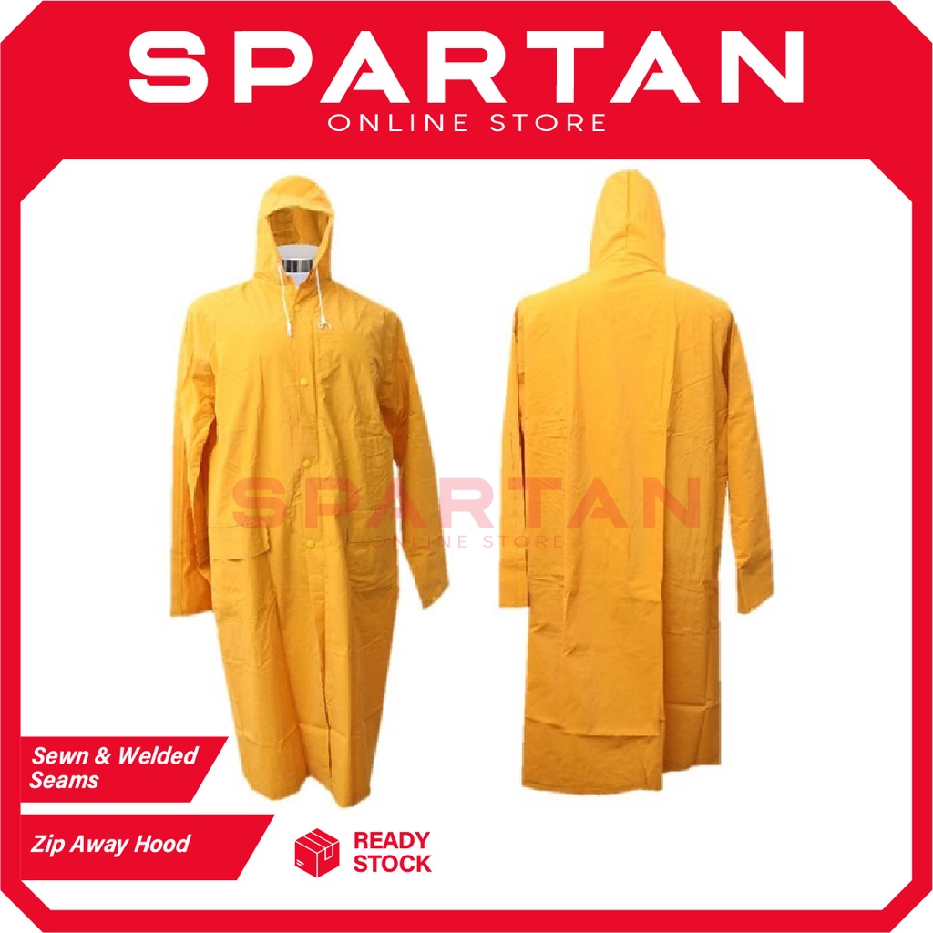 HEAVY DUTY PVC YELLOW RAINCOAT 3/4 LENGTH 100 WATERPROOF & YELLOW
