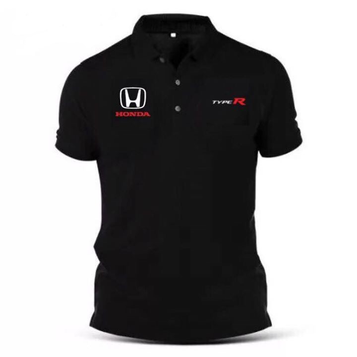 Embroidery Logo Honda Type R Sports Car Collar T Shirt For Menwomen