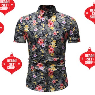  baju  kemeja lelaki  corak batik  bunga flora moden wowo 