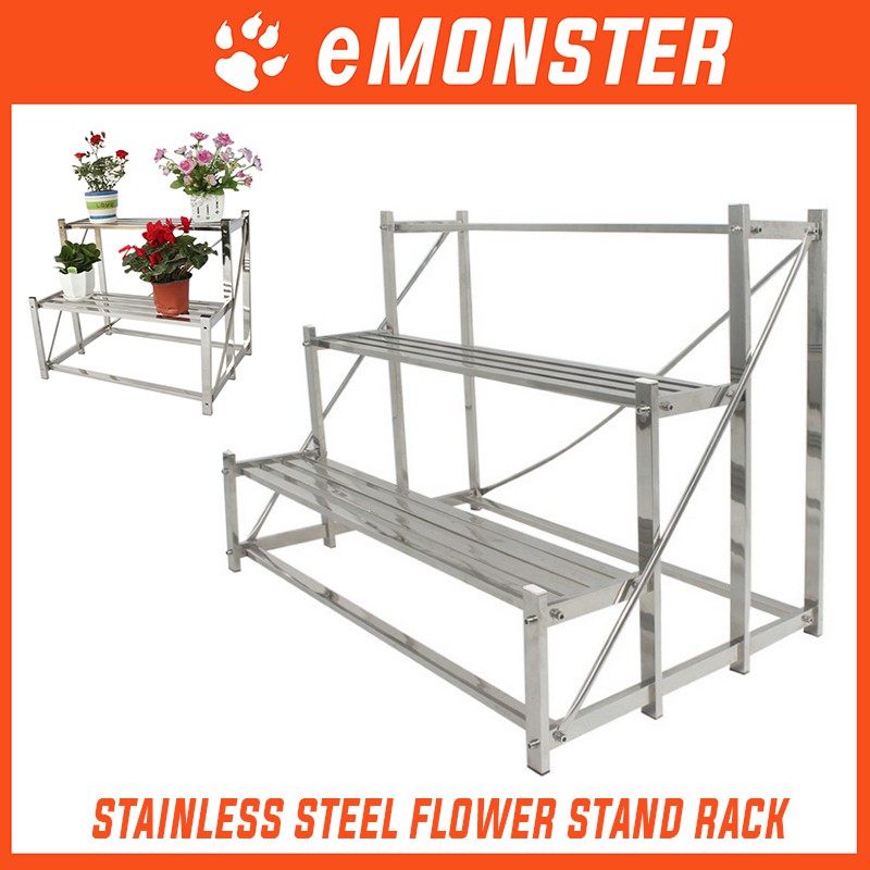 Stainless Steel Flower Stand Rack 2 3 Level Rak Bunga Stainless Steel Flower Stand Rack 2 3 Level Rak Bunga